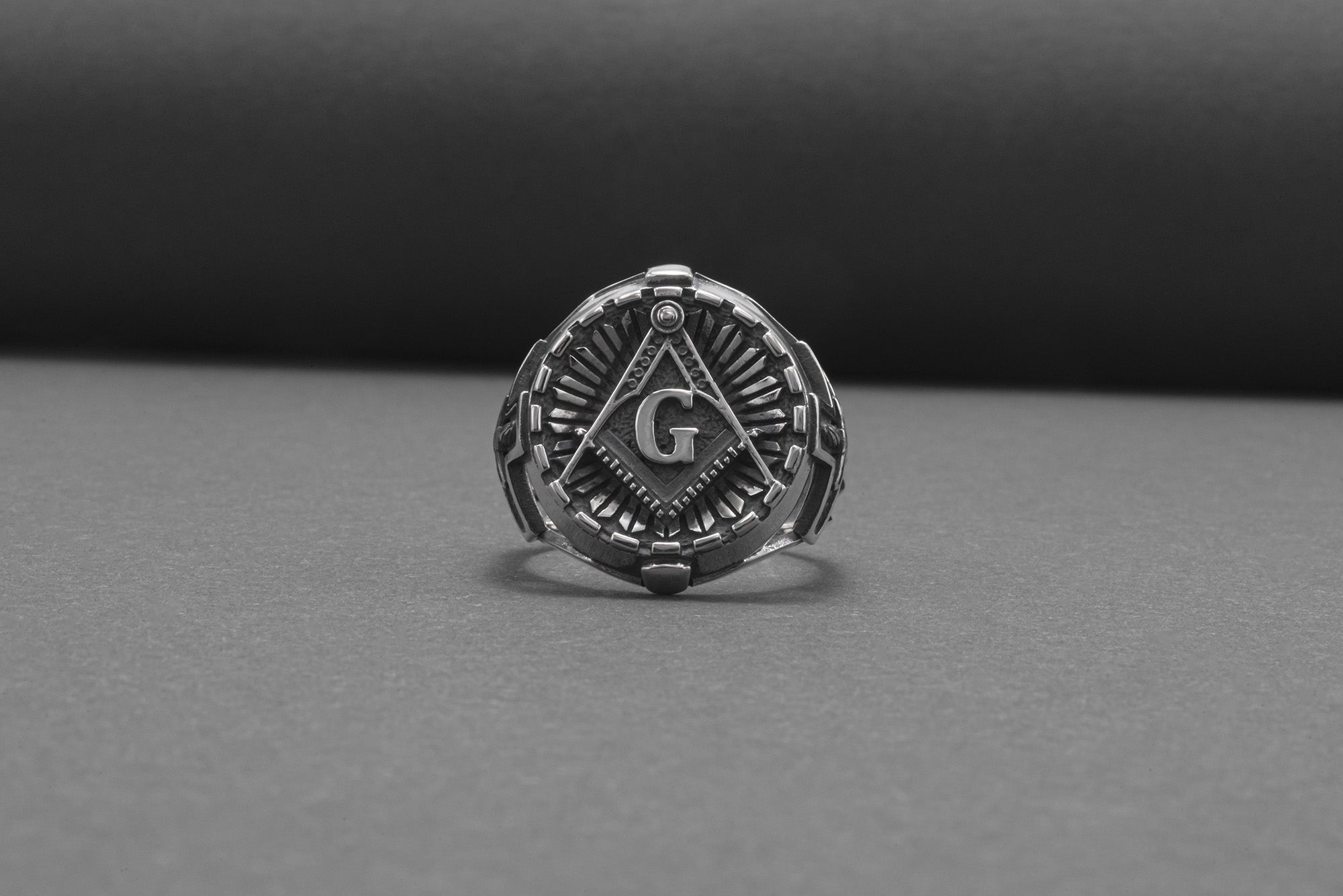 Square And Compasses Masonic Ring, Sterling Silver Handmade Jewelry - vikingworkshop