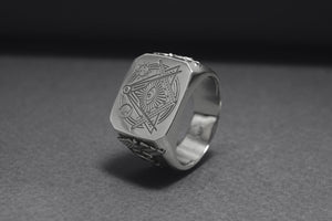 925 Silver Eye of Providence with Staff of Hermes, Handmade Mason Jewelry - vikingworkshop