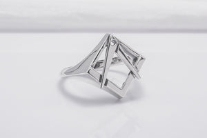 Sterling Silver Square and Compasses Ring, Handmade Mason Jewelry - vikingworkshop