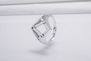 Sterling Silver Square and Compasses Ring, Handmade Mason Jewelry - vikingworkshop