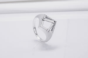 Sterling Silver Square and Compasses Ring, Handmade Mason Jewelry - vikingworkshop