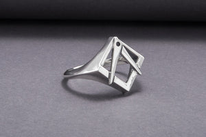 Sterling Silver Square and Compasses Ring, Handmade Mason Jewelry - vikingworkshop