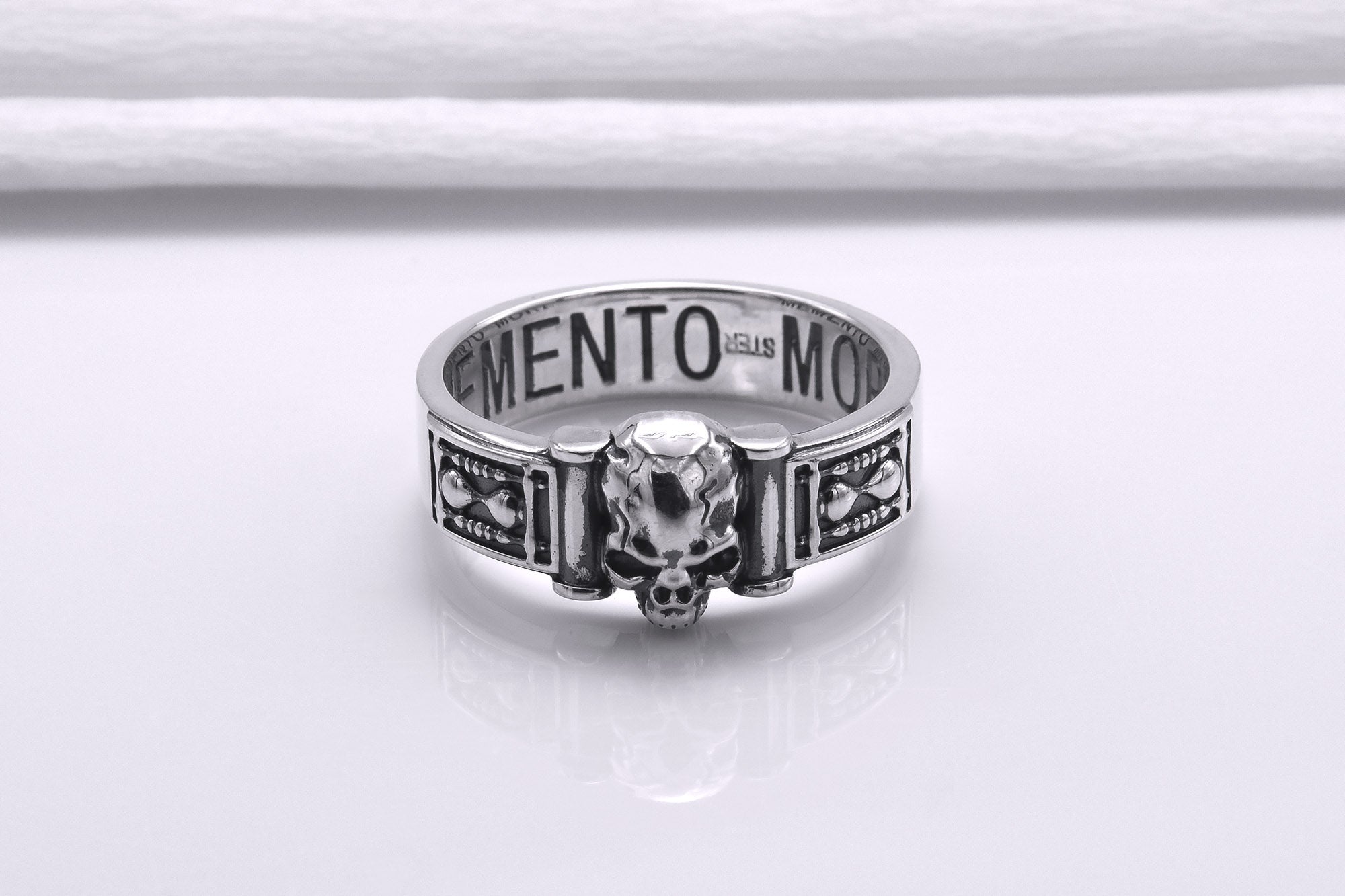 Sterling Silver Momento Mori Ring, Handcrafted Masonic Jewelry - vikingworkshop