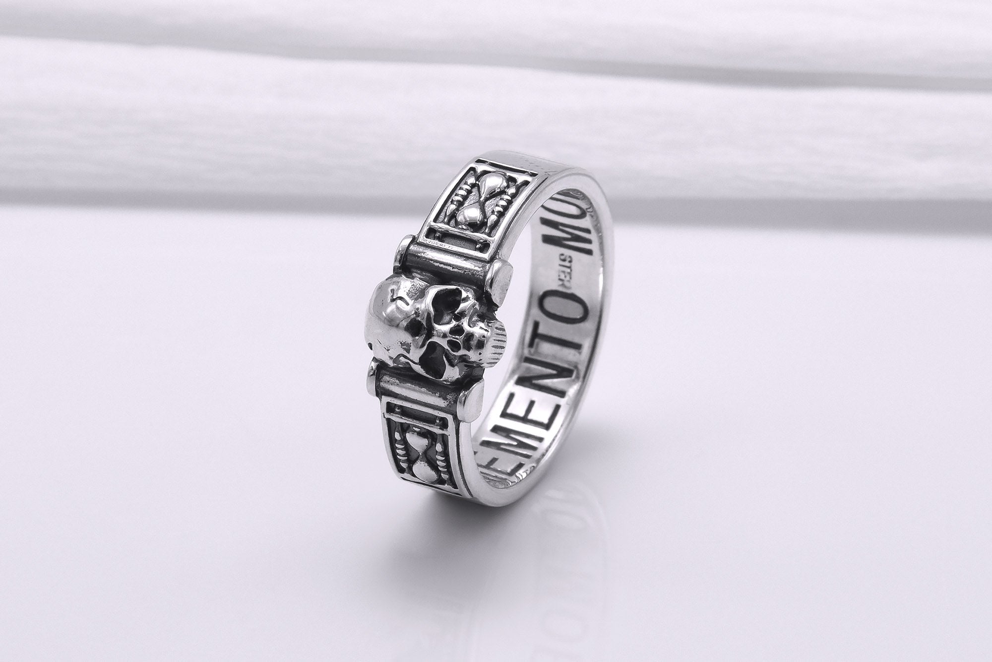 Sterling Silver Momento Mori Ring, Handcrafted Masonic Jewelry - vikingworkshop