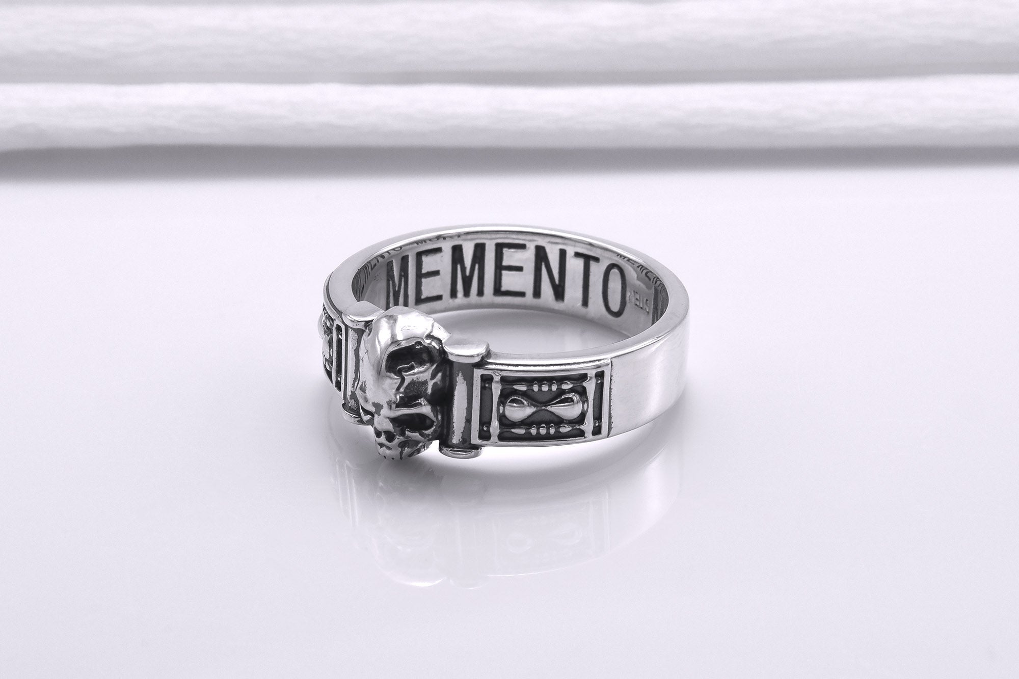 Sterling Silver Momento Mori Ring, Handcrafted Masonic Jewelry - vikingworkshop