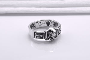 Sterling Silver Momento Mori Ring, Handcrafted Masonic Jewelry - vikingworkshop