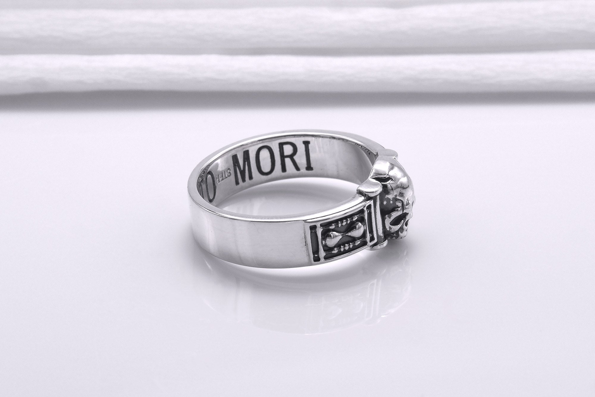 Sterling Silver Momento Mori Ring, Handcrafted Masonic Jewelry - vikingworkshop