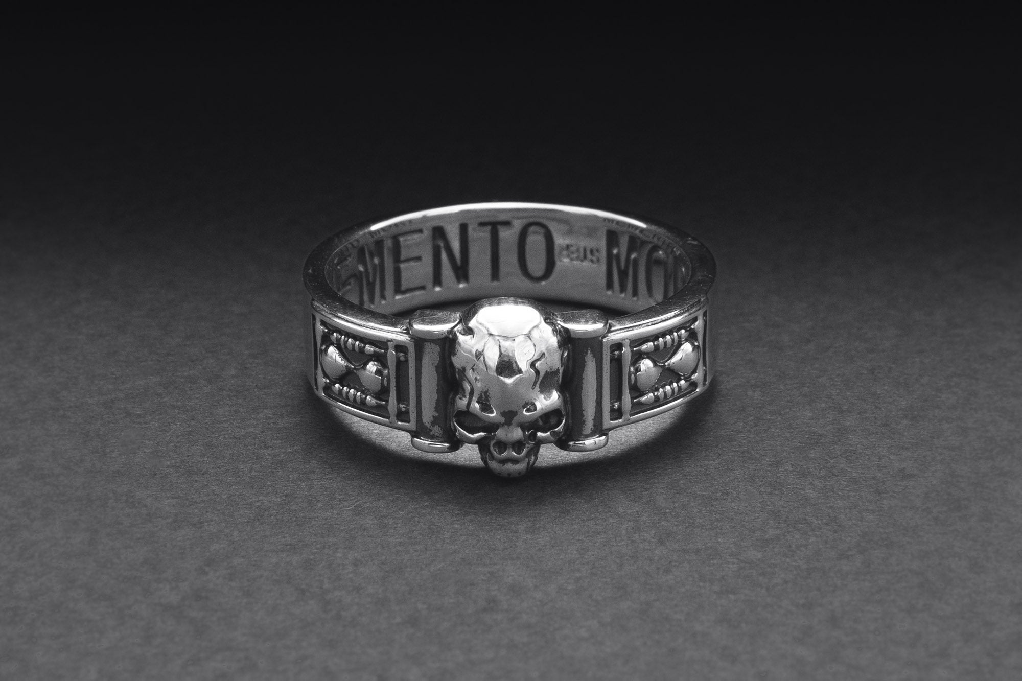 Sterling Silver Momento Mori Ring, Handcrafted Masonic Jewelry - vikingworkshop