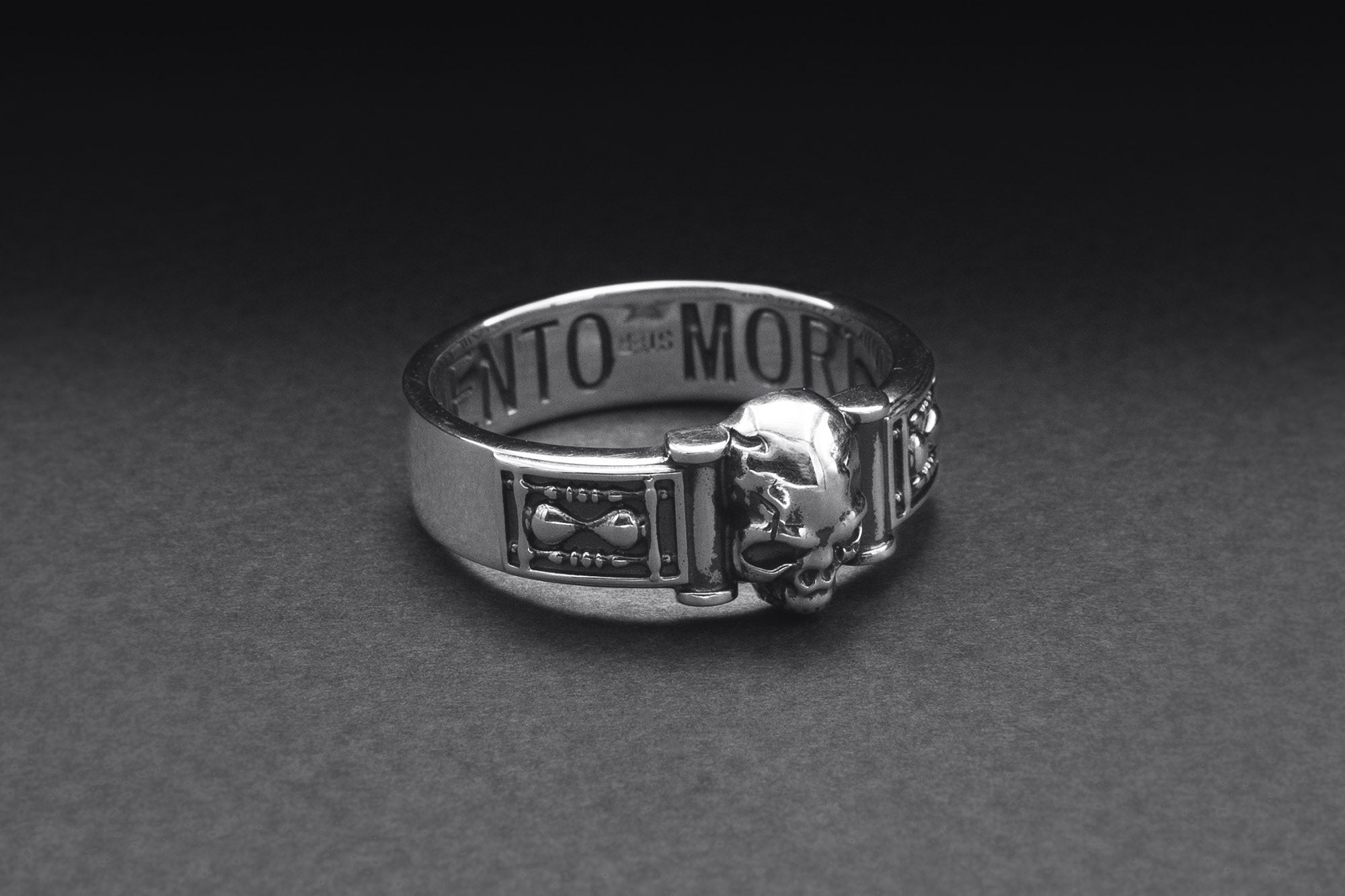 Sterling Silver Momento Mori Ring, Handcrafted Masonic Jewelry - vikingworkshop