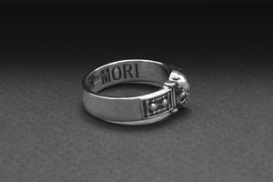 Sterling Silver Momento Mori Ring, Handcrafted Masonic Jewelry - vikingworkshop