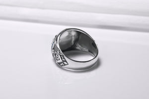 925 Silver H.T.W.S.S.T.K.S Abbreviation Ring with King Solomon's Crown, Handmade Mason Jewelry - vikingworkshop