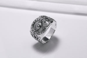 925 Silver H.T.W.S.S.T.K.S Abbreviation Ring with King Solomon's Crown, Handmade Mason Jewelry - vikingworkshop