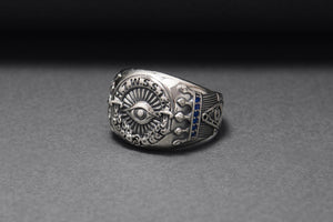 925 Silver H.T.W.S.S.T.K.S Abbreviation Ring with King Solomon's Crown, Handmade Mason Jewelry - vikingworkshop