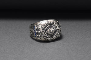 925 Silver H.T.W.S.S.T.K.S Abbreviation Ring with King Solomon's Crown, Handmade Mason Jewelry - vikingworkshop