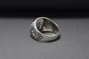 925 Silver H.T.W.S.S.T.K.S Abbreviation Ring with King Solomon's Crown, Handmade Mason Jewelry - vikingworkshop