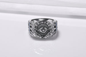 925 Silver H.T.W.S.S.T.K.S Abbreviation Ring with King Solomon's Crown, Handmade Mason Jewelry - vikingworkshop