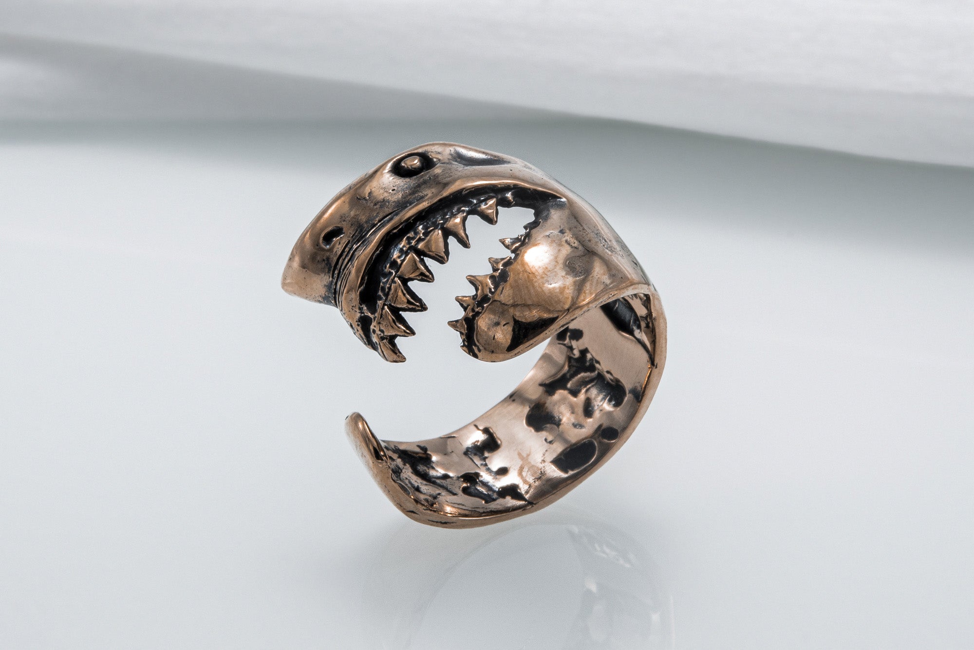 Shark Bronze Animal Ring Unique Jewelry - vikingworkshop