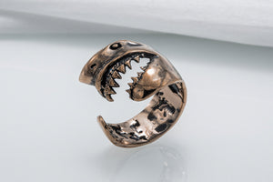 Shark Bronze Animal Ring Unique Jewelry - vikingworkshop