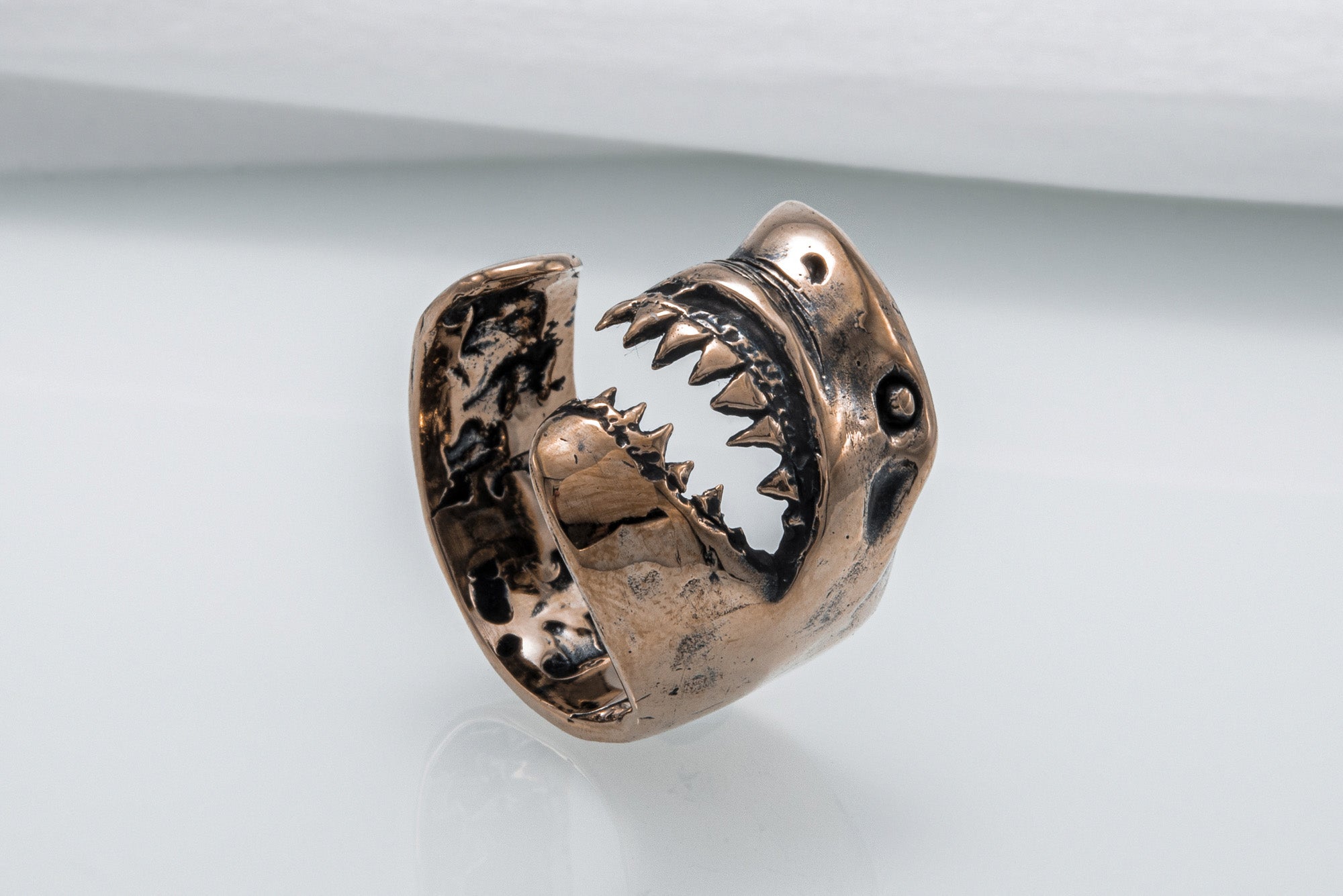 Shark Bronze Animal Ring Unique Jewelry - vikingworkshop