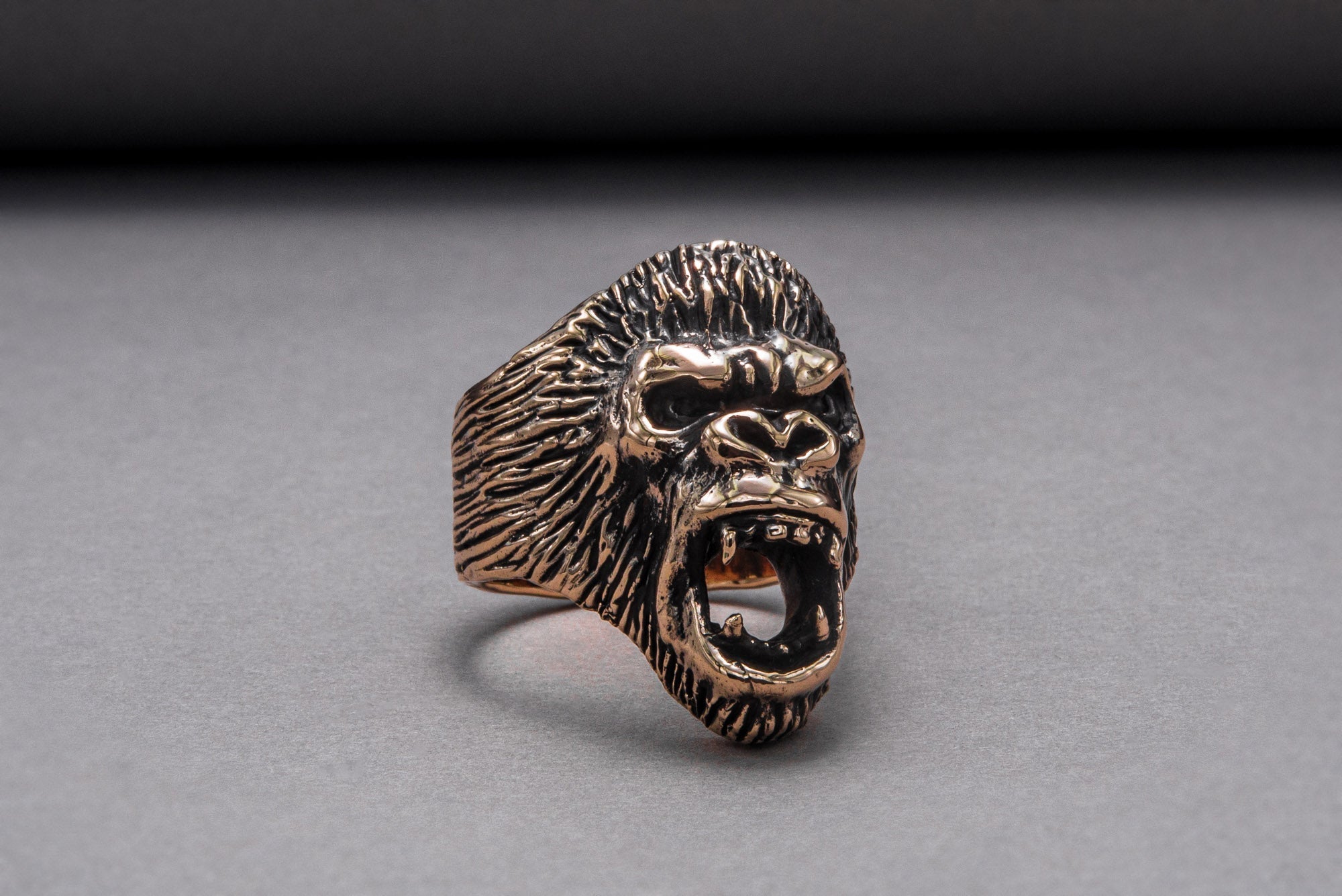 Ape Bronze Animal Monkey Ring Unique Jewelry - vikingworkshop