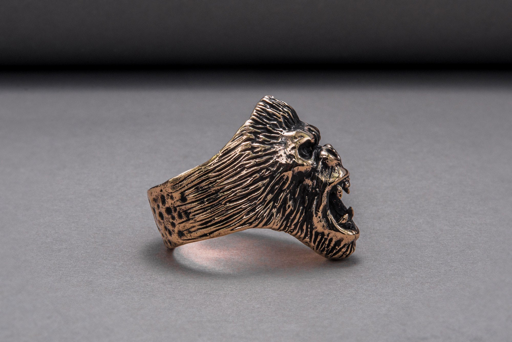 Ape Bronze Animal Monkey Ring Unique Jewelry - vikingworkshop