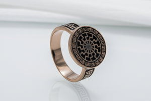 Black Sun Ring with Viking Ornament Scandinavian Jewelry - vikingworkshop