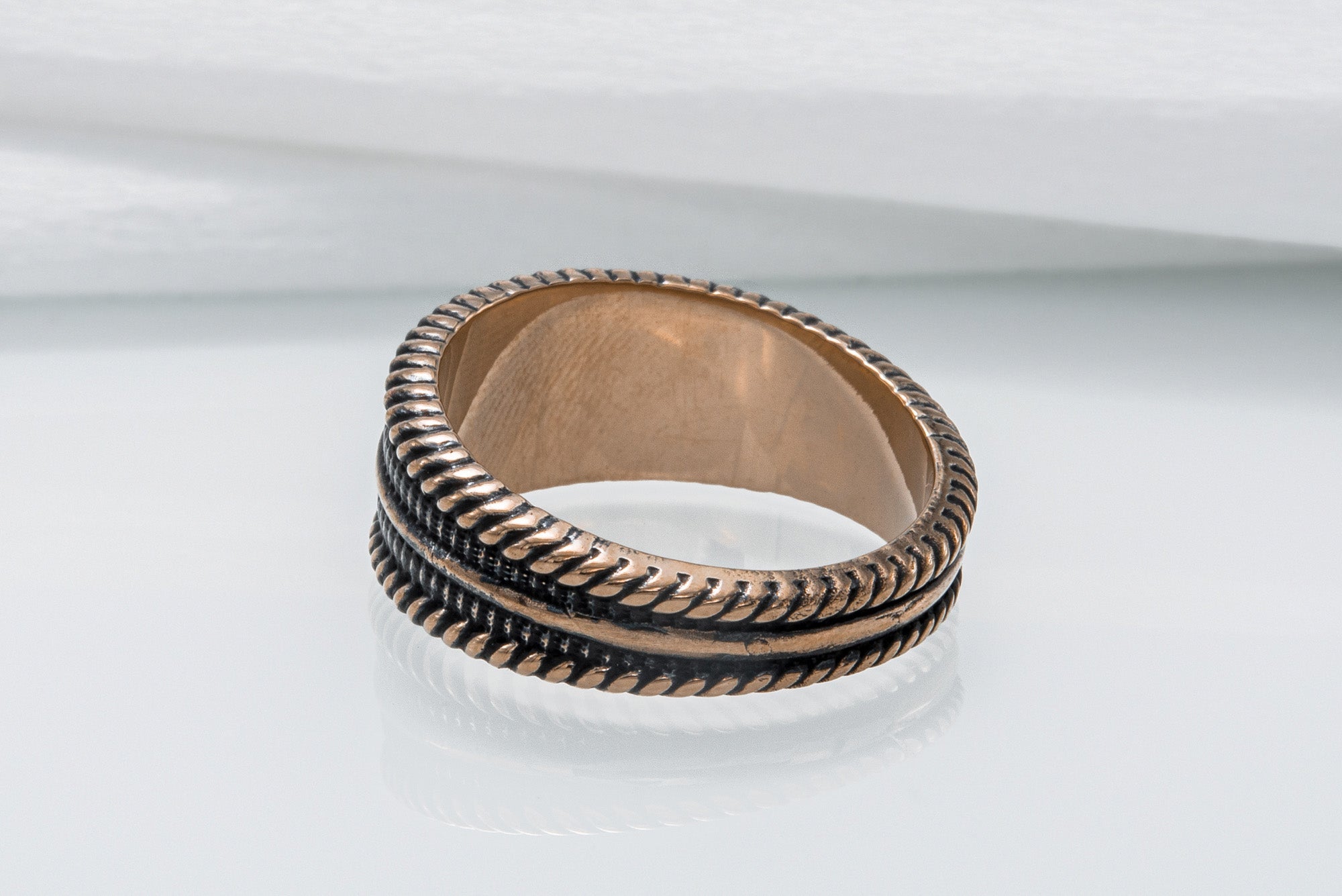 Viking Ring with Ornament Bronze Pagan Ring - vikingworkshop
