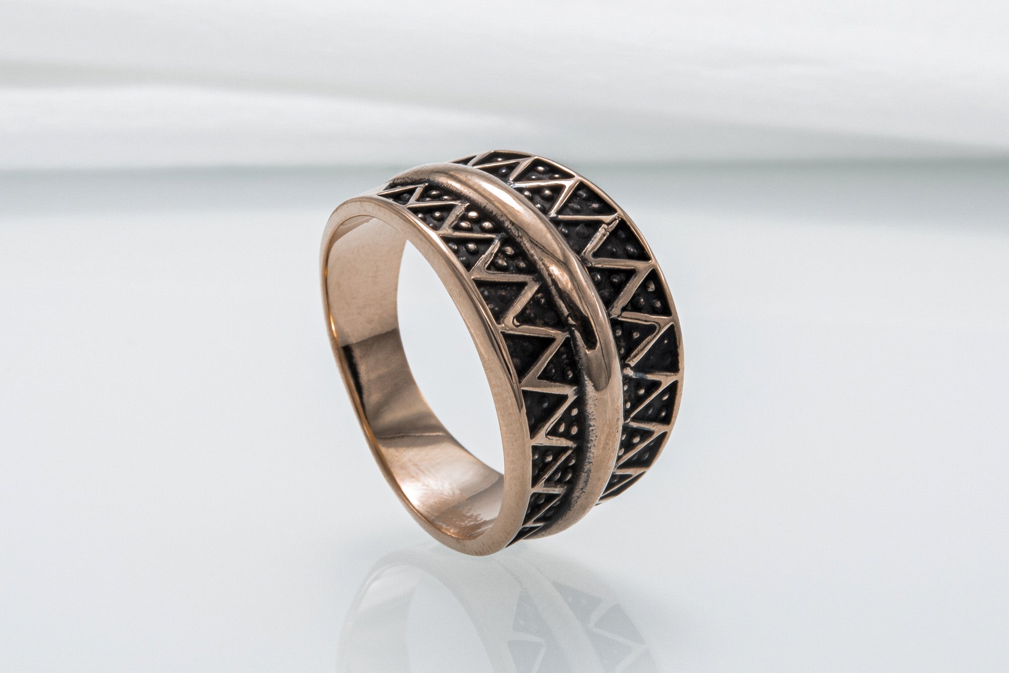 Pagan Ring with Ornament Bronze Viking Jewelry - vikingworkshop