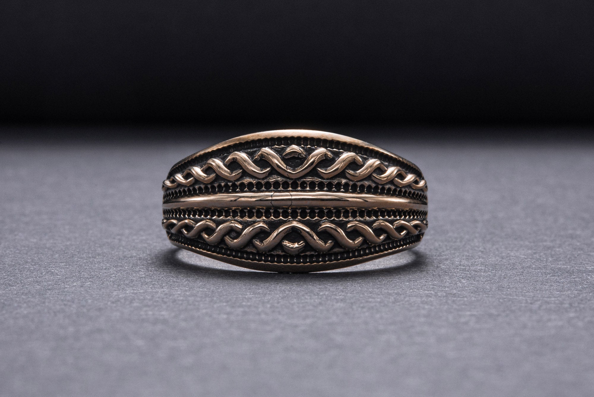 Beautiful Ring with Viking Ornament Bronze Unique Jewelry - vikingworkshop