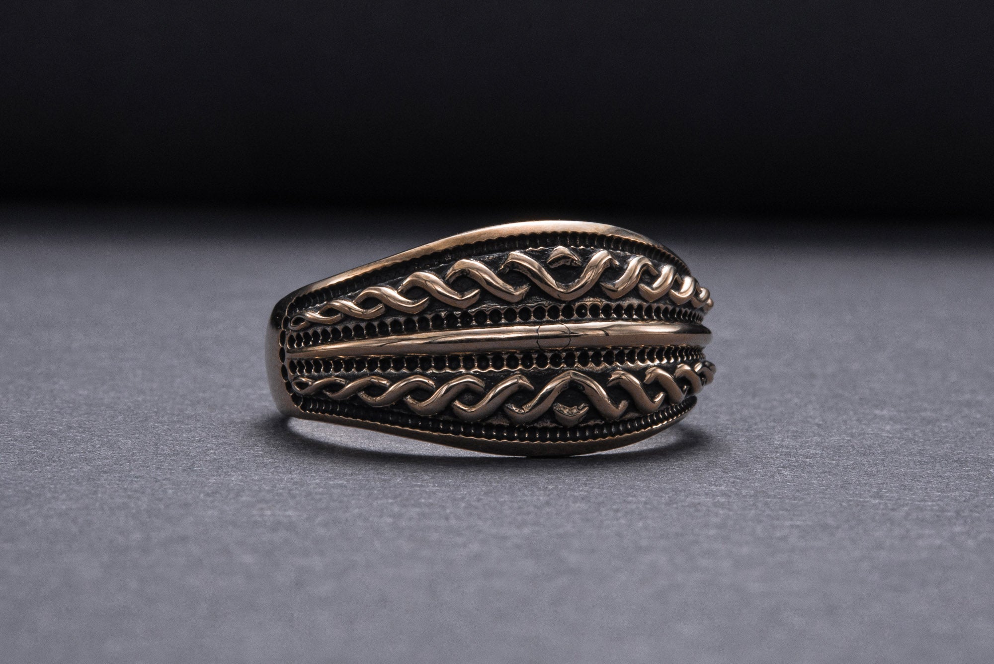 Beautiful Ring with Viking Ornament Bronze Unique Jewelry - vikingworkshop