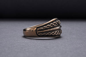 Beautiful Ring with Viking Ornament Bronze Unique Jewelry - vikingworkshop
