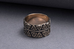 Celtic Ring with Triquetra Symbols Bronze Pagan Jewelry - vikingworkshop