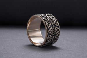 Celtic Ring with Triquetra Symbols Bronze Pagan Jewelry - vikingworkshop