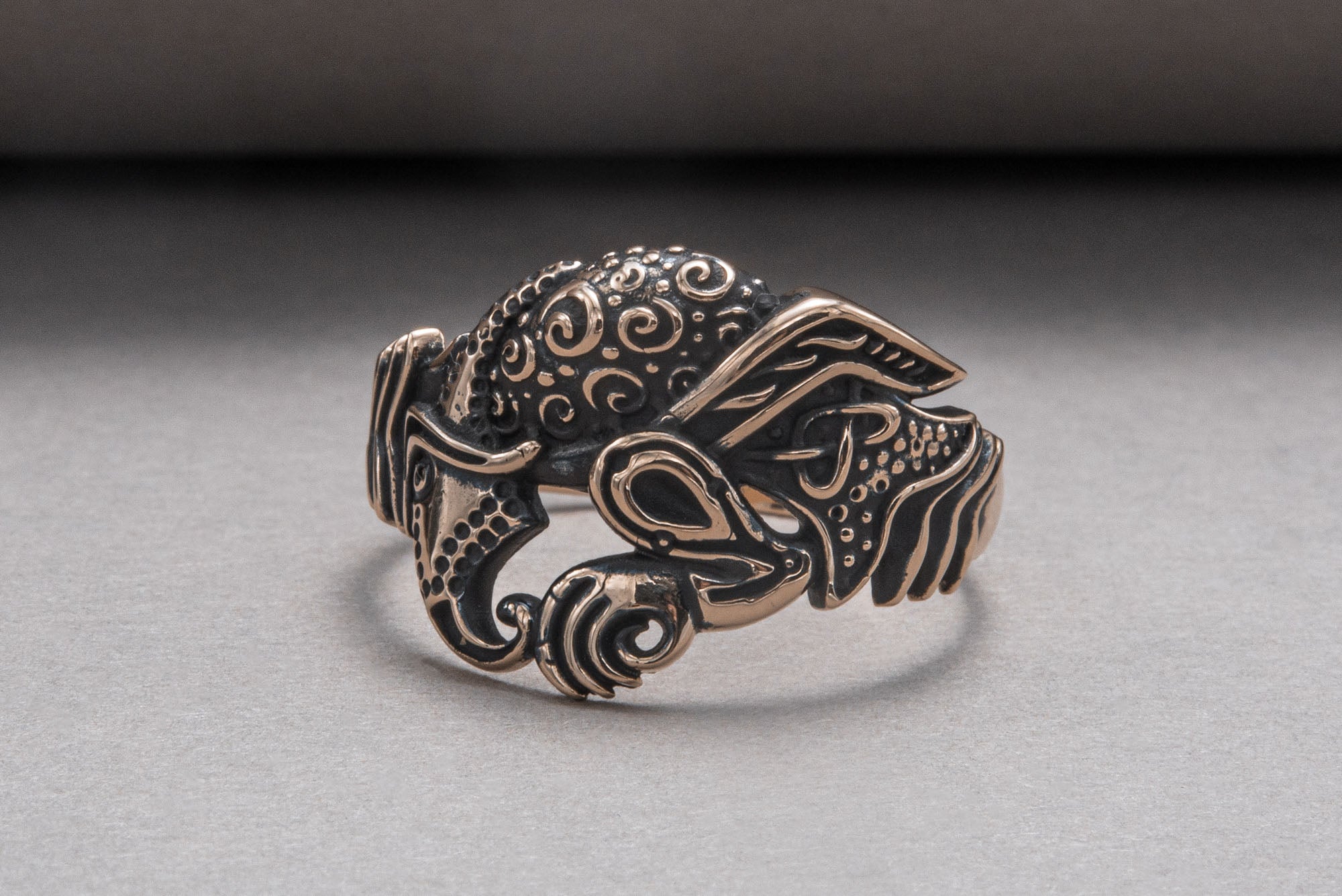 Unique Raven Ring Bronze Norse Jewelry - vikingworkshop