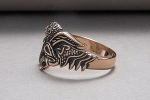 Unique Raven Ring Bronze Norse Jewelry - vikingworkshop