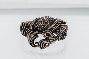 Unique Raven Ring Bronze Norse Jewelry - vikingworkshop