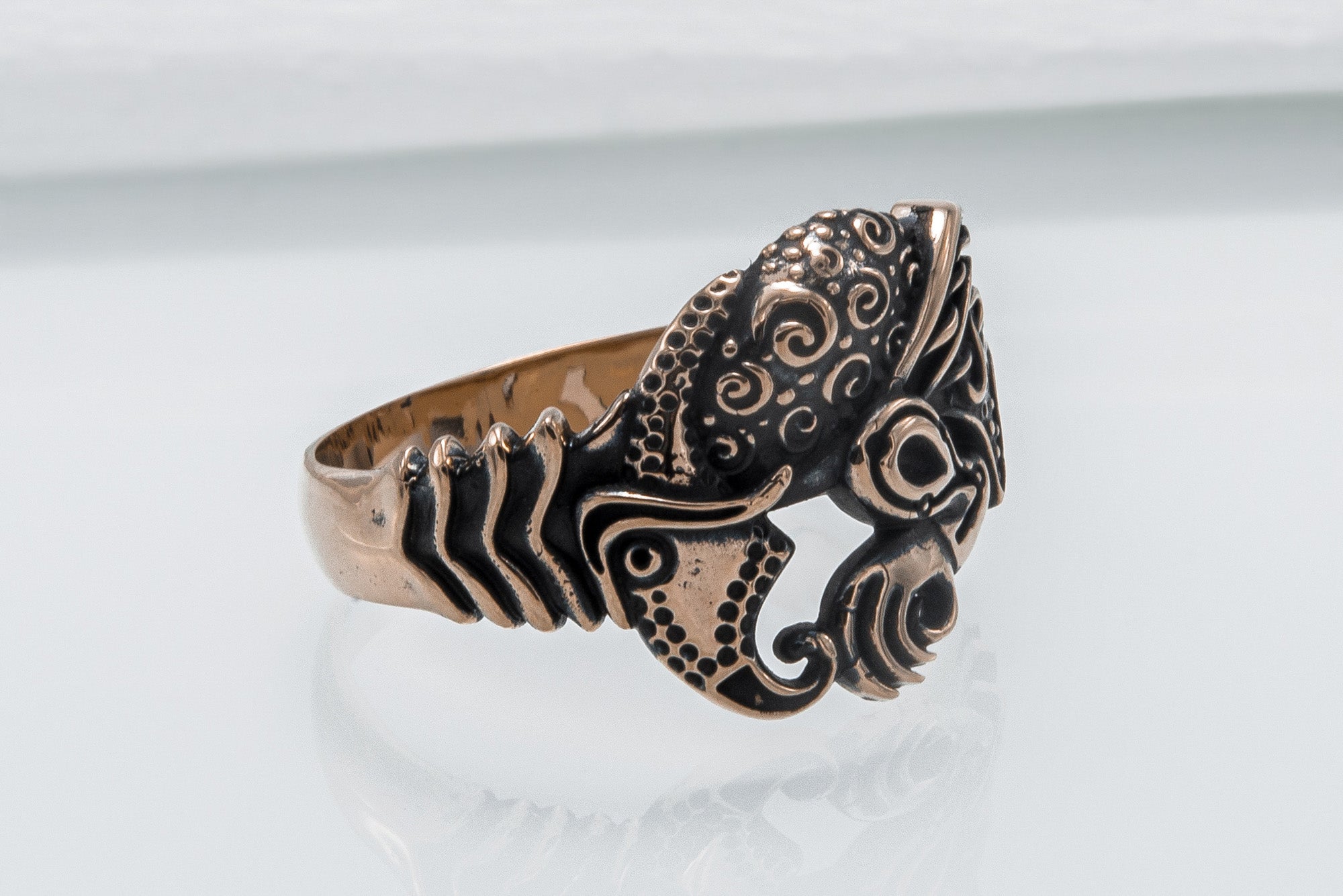 Unique Raven Ring Bronze Norse Jewelry - vikingworkshop