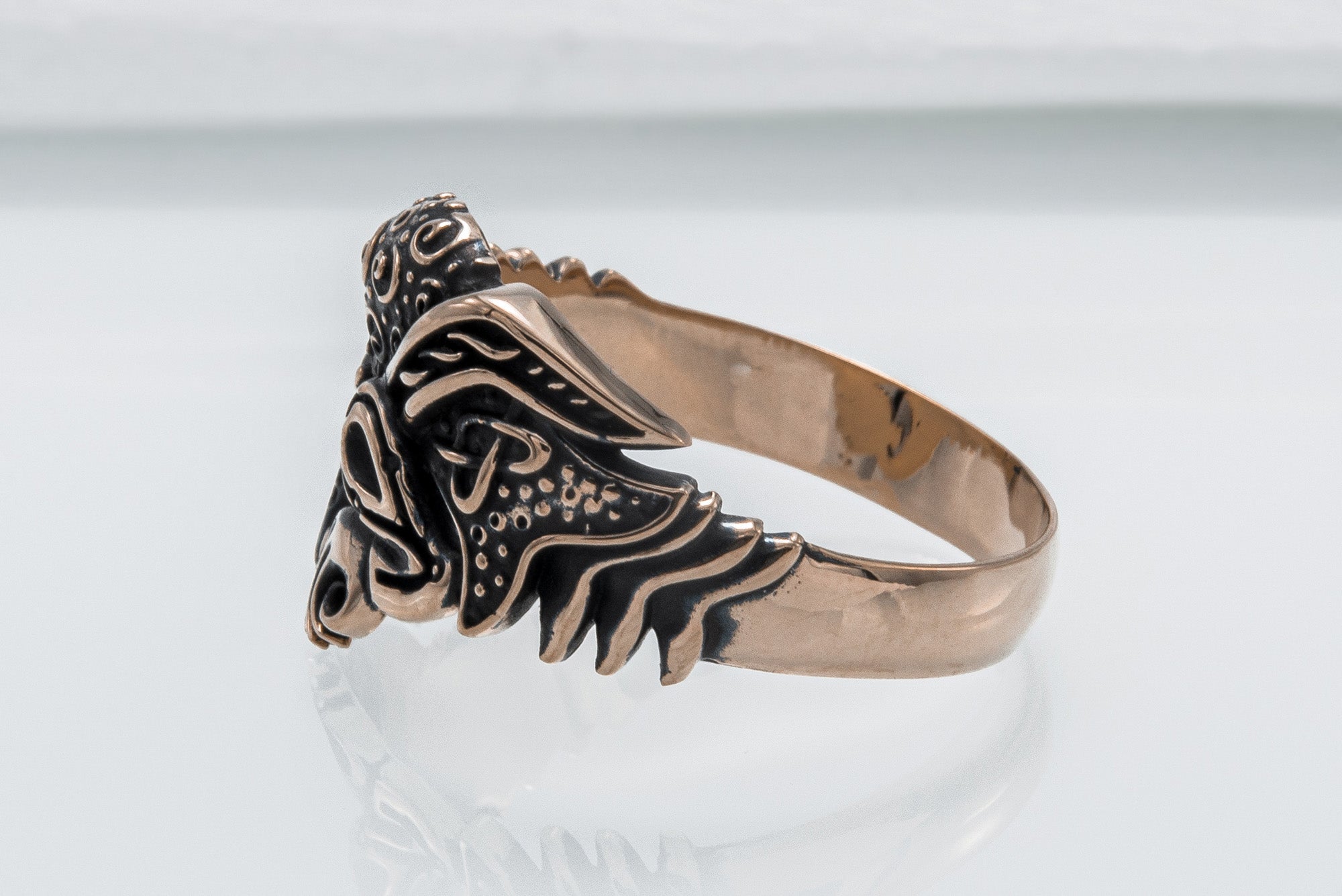 Unique Raven Ring Bronze Norse Jewelry - vikingworkshop