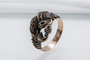 Unique Raven Ring Bronze Norse Jewelry - vikingworkshop