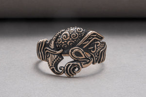 Unique Raven Ring Bronze Norse Jewelry - vikingworkshop