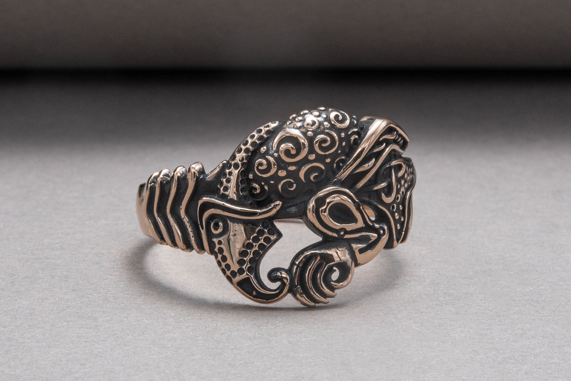 Unique Raven Ring Bronze Norse Jewelry - vikingworkshop
