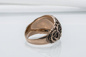 Helm of Awe Symbol with Urnes Style Bronze Norse Ring - vikingworkshop