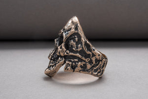 Unique Skull Ring Bronze Biker Jewelry - vikingworkshop