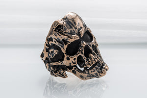 Unique Skull Ring Bronze Biker Jewelry - vikingworkshop