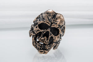 Unique Skull Ring Bronze Biker Jewelry - vikingworkshop