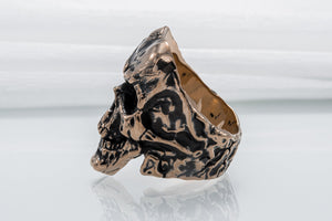 Unique Skull Ring Bronze Biker Jewelry - vikingworkshop