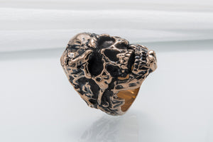 Unique Skull Ring Bronze Biker Jewelry - vikingworkshop