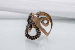 Ram Skull Ring Bronze Unique Handmade Jewelry - vikingworkshop