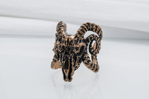 Ram Skull Ring Bronze Unique Handmade Jewelry - vikingworkshop