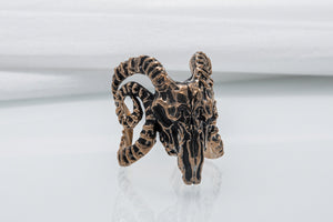 Ram Skull Ring Bronze Unique Handmade Jewelry - vikingworkshop